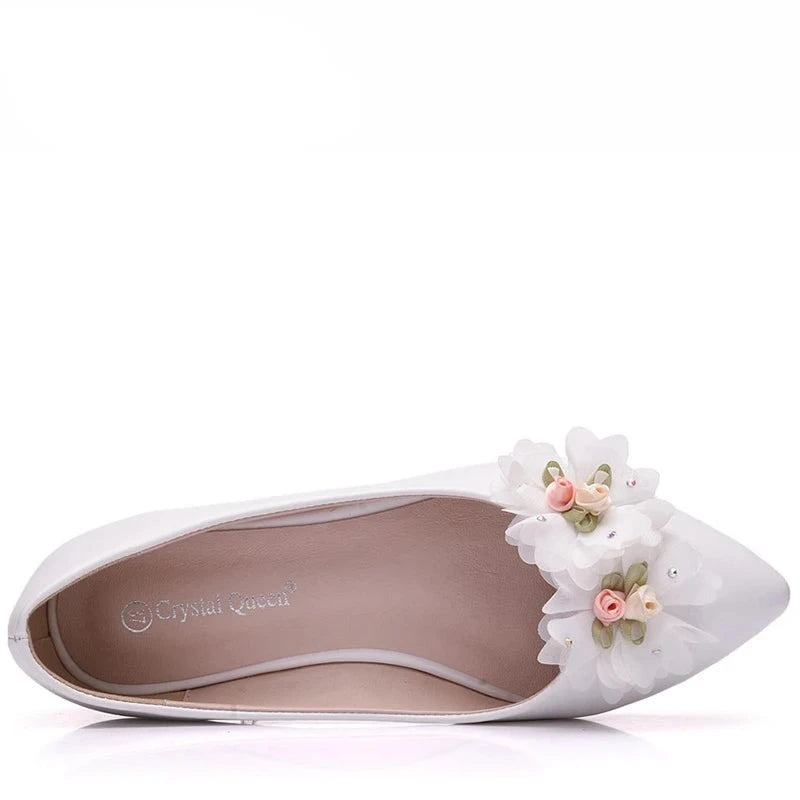 Floret Bridal Flat Sole Wedding Day Slip On Shoes