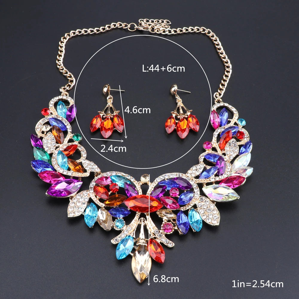 
                      
                        Fashion Rhinestones Crystal Statement Necklace Earrings Bridal Party Jewelry Sets
                      
                    