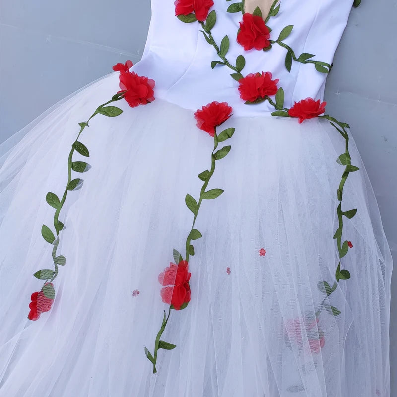 
                      
                        White Red Flower Ballet Tutu Dress For Girls
                      
                    