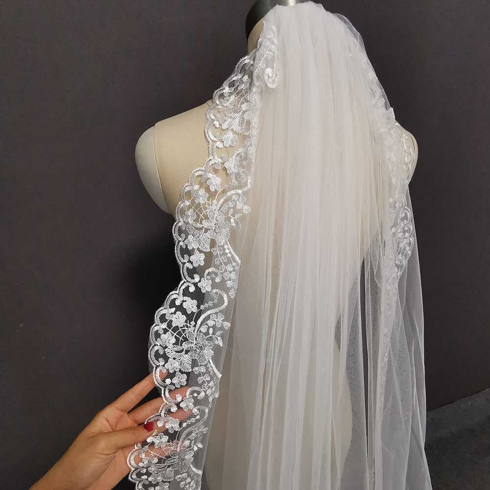 Luxury Long Lace Bridal Wedding Veil with Comb 3.5 Meters Wedding Accessories