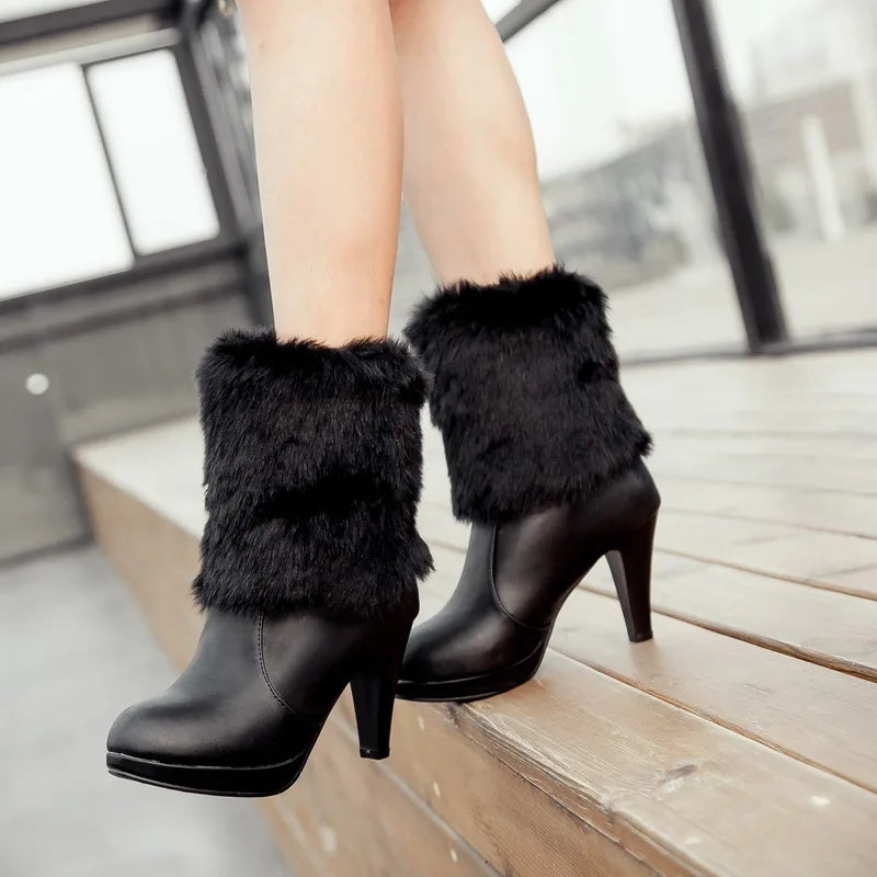 
                      
                        Women's Fashion Faux Fur High-heeled Boots Bowtie Ladies Party Wedding Shoes
                      
                    