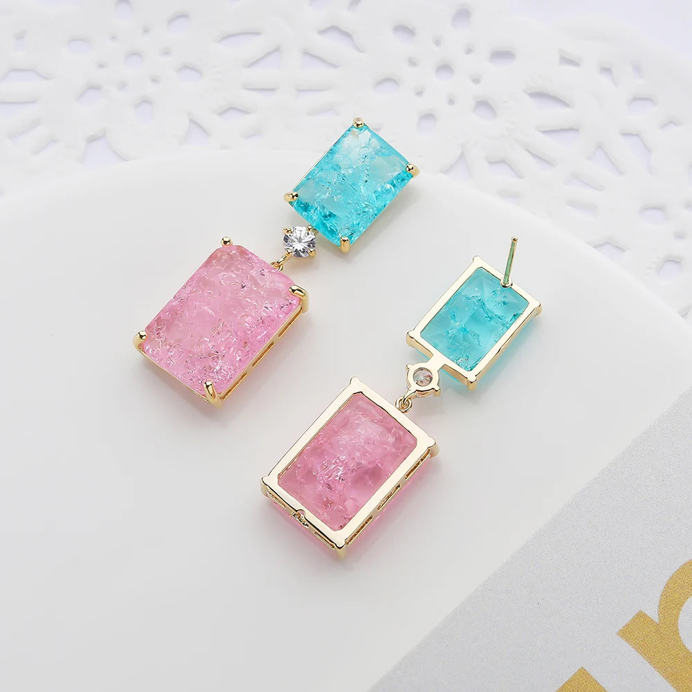 
                      
                        Square Cubic Zirconia Crystal Drop Earring  Party Jewelry
                      
                    