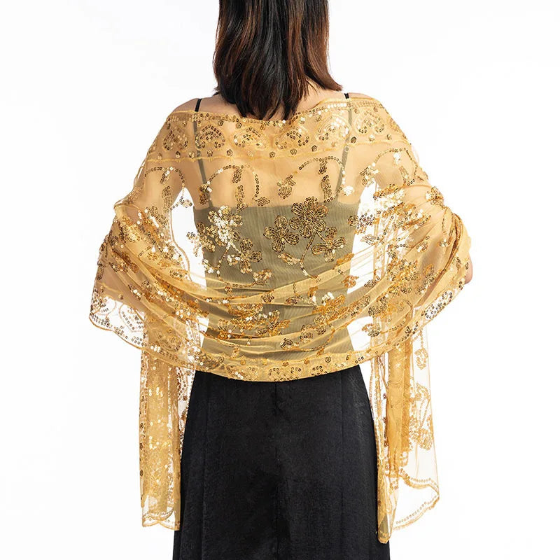 Sequined Shrug Wrap Evening Wedding Sheer Shoulder Shrug