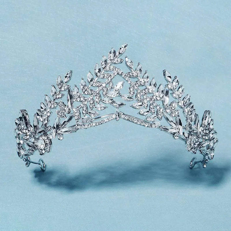 Leaf Crystal Crown Headband Bridal Wedding Hair Accessories for Women