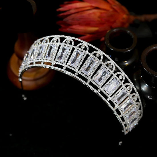 Classic European Queen's Crown Cubic Zirconia  Wedding Tiara