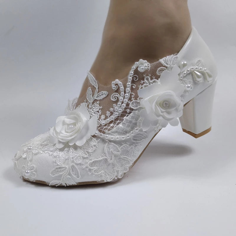 Bridesmaid Wedding Dress Shoes Medium Heel Party Pumps