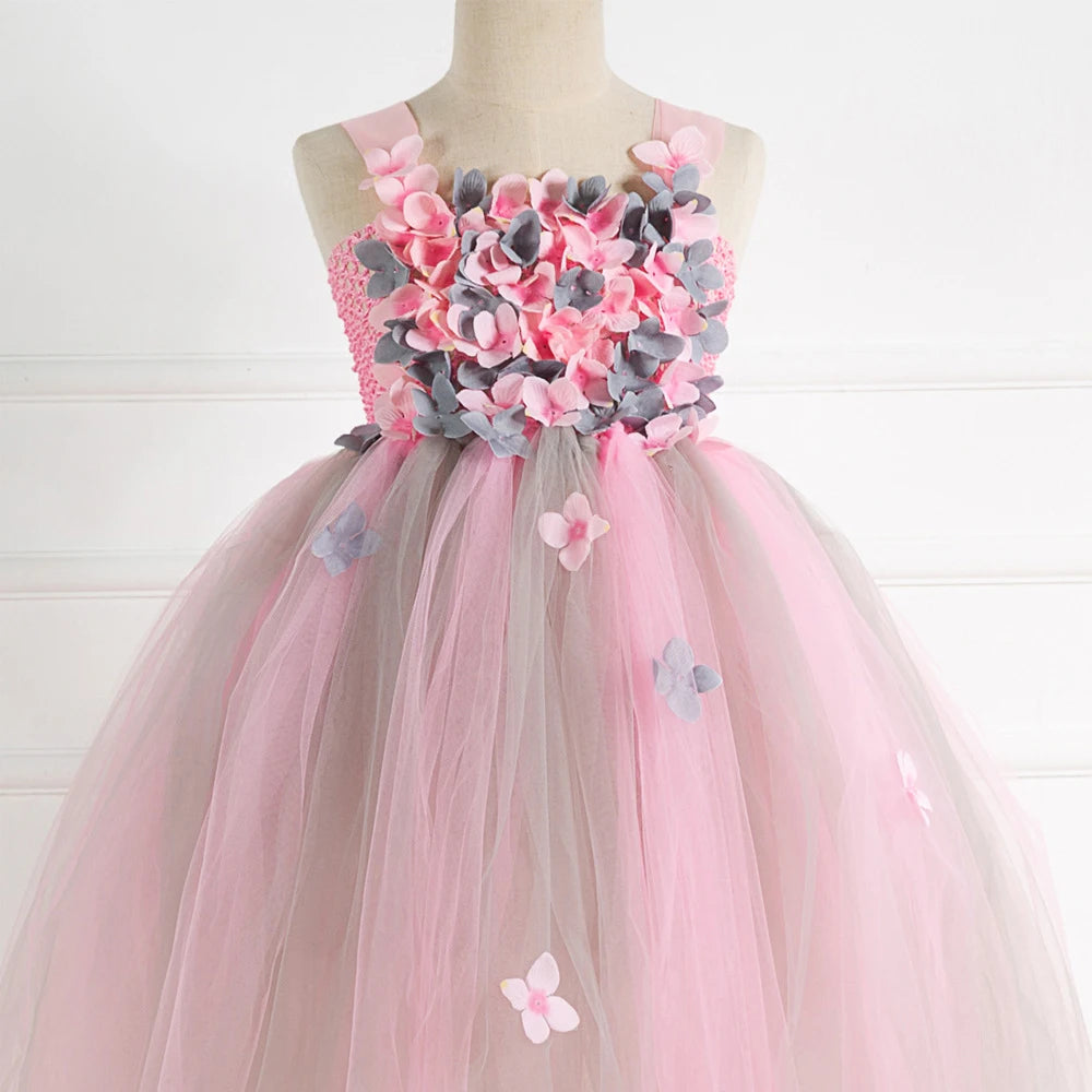 
                      
                        Girls Princess Pink Flower Petal Long Birthday Fashion Dress
                      
                    