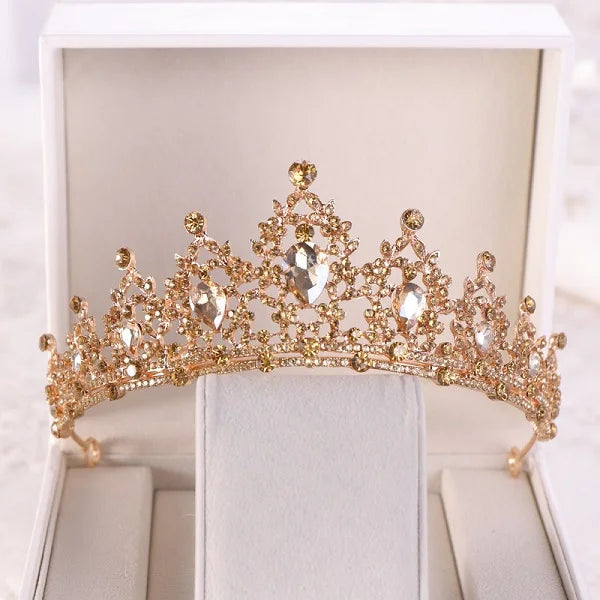 
                      
                        Champagne Gold Color Crown Wedding Hair Accessories Luxury Queen Tiara
                      
                    
