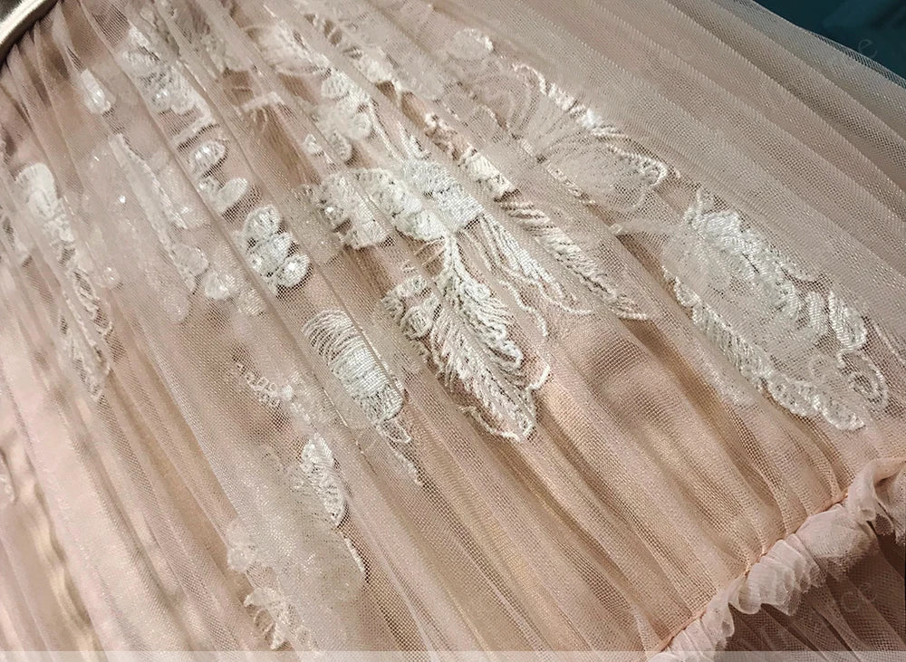 Boho Wedding Dress Plunging Neck Bohemian Bridal Sleeveless Gown