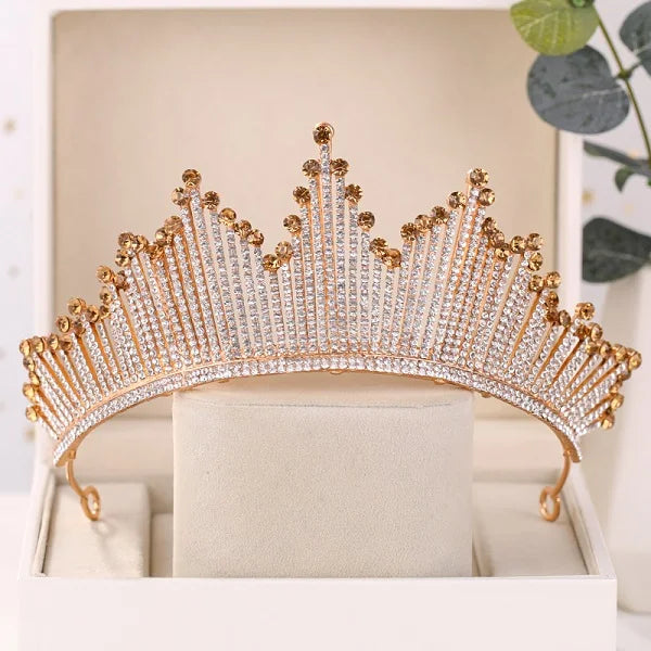 
                      
                        Champagne Gold Color Crown Wedding Hair Accessories Luxury Queen Tiara
                      
                    