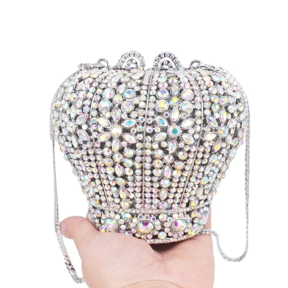 
                      
                        Crystal Crown Designer Purse Wedding Prom Evening Bag Wristlets
                      
                    