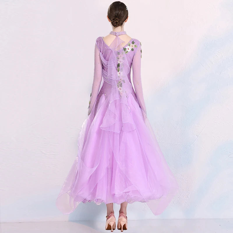 
                      
                        Slim-fitting Pattern Women Standard Ballroom Dance Dress Waltz Tango Dress Modern Dance Costumes
                      
                    