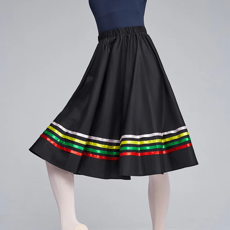 
                      
                        A-line Skirt Chic Mid-Calf Umbrella Skirt for Performance Dance
                      
                    