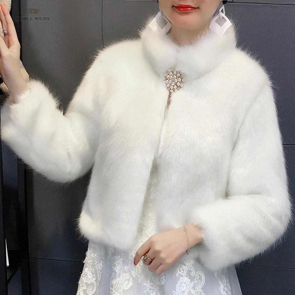 Faux Fur Coat Fur Cape Wedding Bolero Shawl