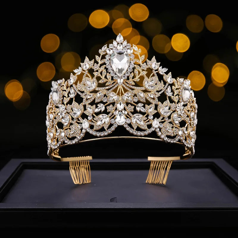 Crystal Rhinestone Pageant Crown Contestant Winners Tiara, This distinguished pageant crown commands presence 
