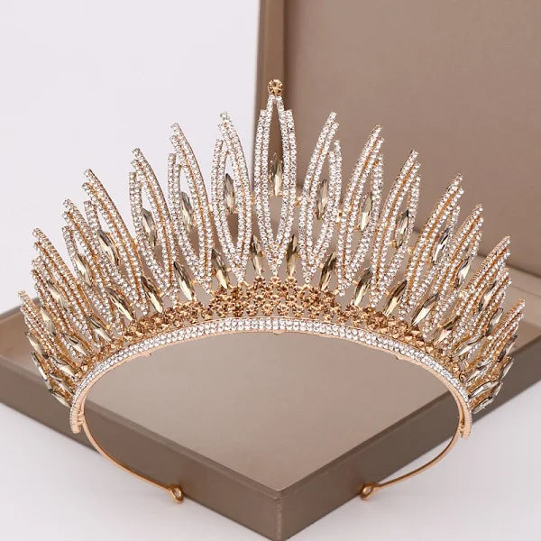 
                      
                        Champagne Gold Color Crown Wedding Hair Accessories Luxury Queen Tiara
                      
                    