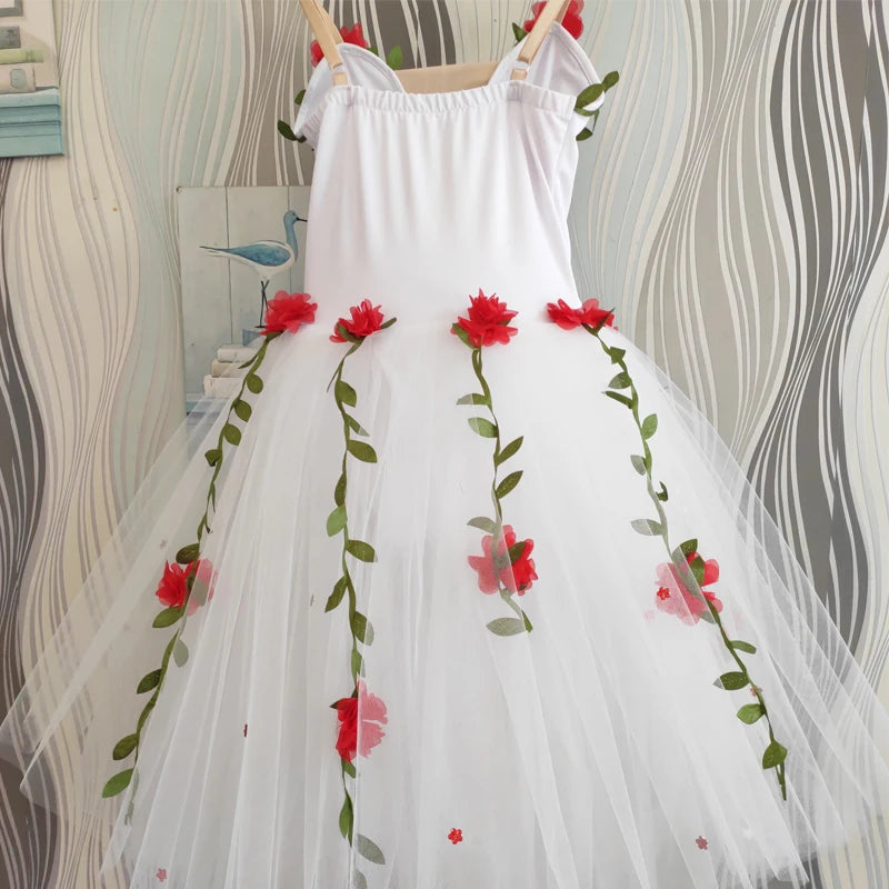 
                      
                        White Red Flower Ballet Tutu Dress For Girls
                      
                    