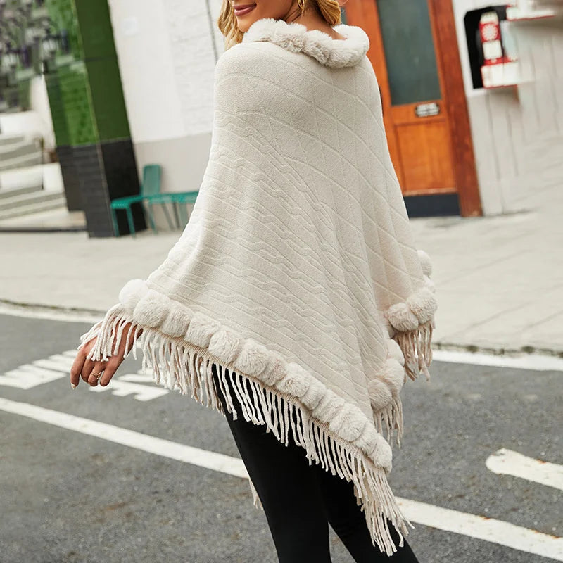 
                      
                        Imitation Cashmere Fur Cape Shawl Fashion Tassel  Pullover Poncho Sweaters
                      
                    