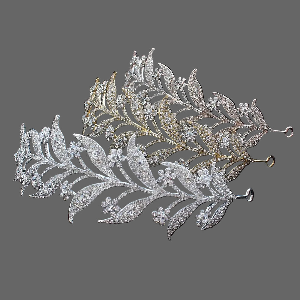 Crystal Bridal Headband Tiara Rhinestone Wedding Hair Accessory, elevate your bridal updo with our dazzling crystal hair accessory headbands