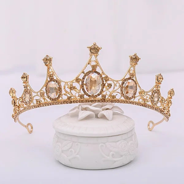 
                      
                        Champagne Gold Color Crown Wedding Hair Accessories Luxury Queen Tiara
                      
                    