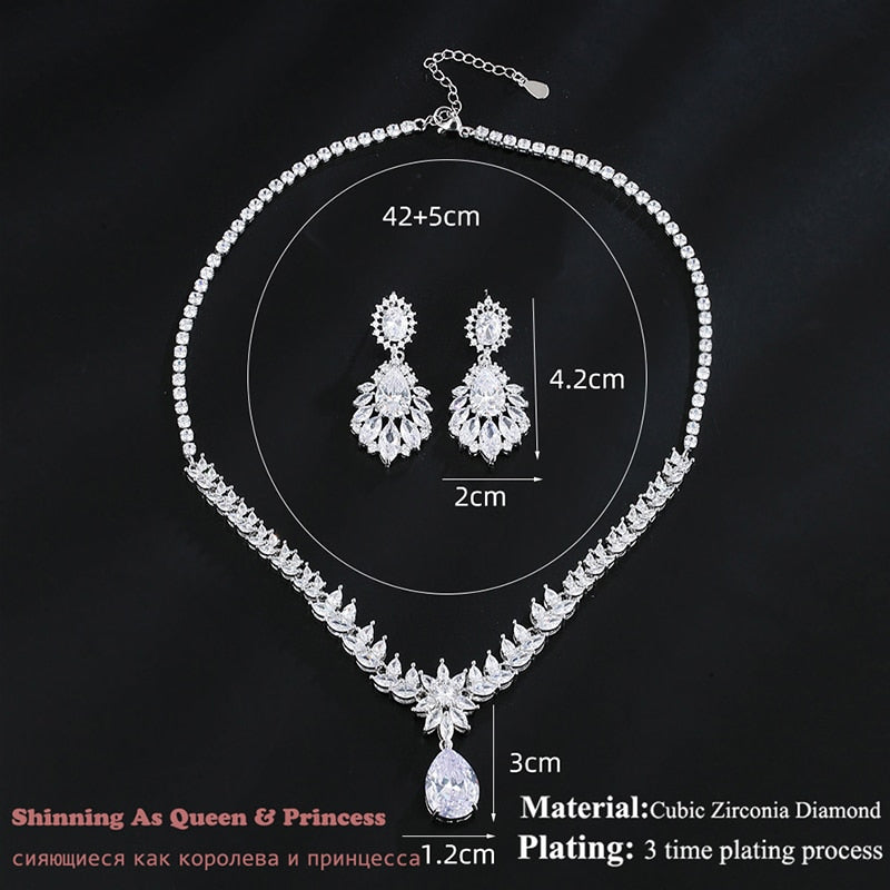 
                      
                        Luxury Silver Color Water Drop Cubic Zirconia Wedding Jewelry Sets
                      
                    