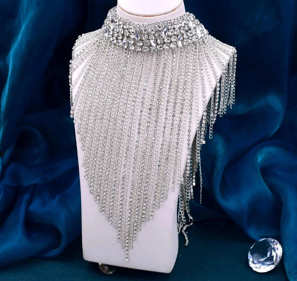 Fashion Ladies Crystal Fringe Necklace Party Wedding Event Accessory