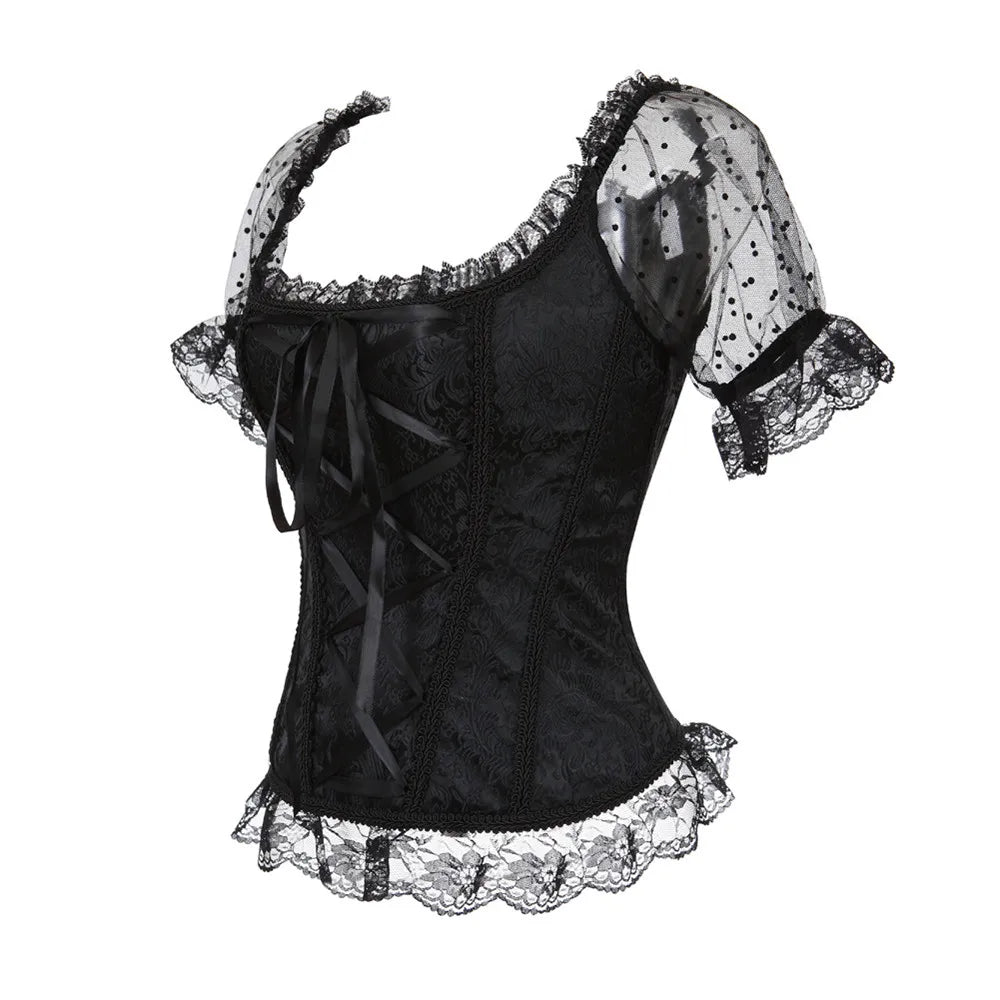 
                      
                        Corset Tops for Women Off-Shoulder Sleeves Vintage Victorian Retro Lace Bustiers
                      
                    