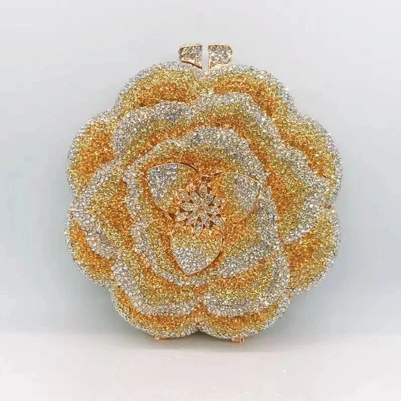 
                      
                        Crystal Rose Clutch Purse Rhinestone Evening Wedding Party Purse, elevate your evening with this exquisite rose floral mini clutch
                      
                    