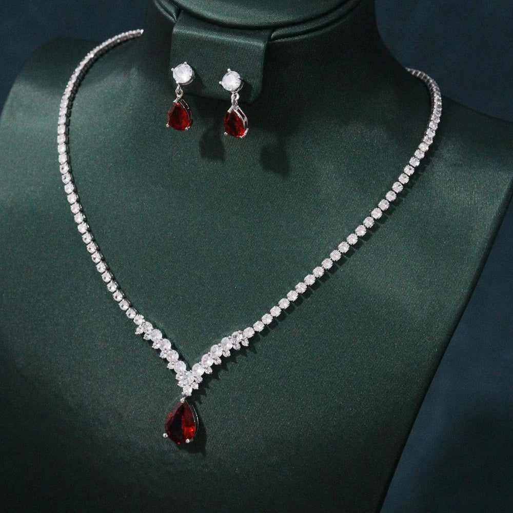 
                      
                        Cubic Zirconia Pendant 2PCS Necklace and Earrings Set  Wedding Jewelry Set
                      
                    