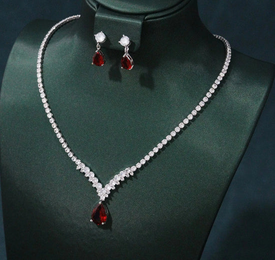 Ingrid CZ Royal Cluster Necklace Set | Cubic Zirconia | Silvertone Rhodium  Plated – Beloved Sparkles | Beloved Glamorous LLC