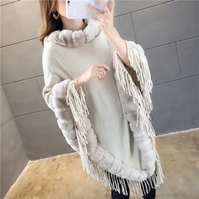 
                      
                        Autumn Winter Imitation Rabbit Fur Women's Coat Pullover Shawl Warm Poncho Capes
                      
                    