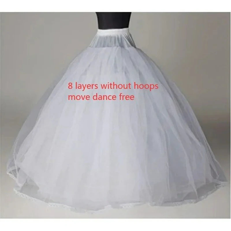 
                      
                        4/6/8 Layers Tulle Petticoat Wedding Accessories Without Hoops For A Line Wedding Dress
                      
                    