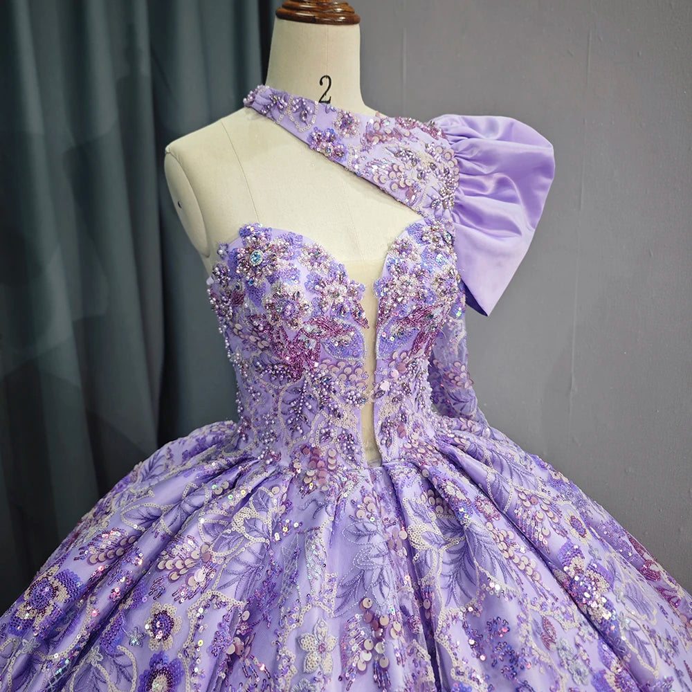 
                      
                        Purple Quinceanera  One-Shoulder Ball Gown Dress
                      
                    