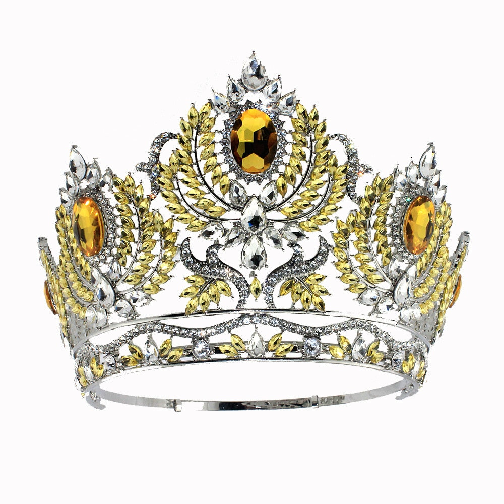 European Pageant Crystal Round Tiaras Crystal Beauty Pageant Accessori