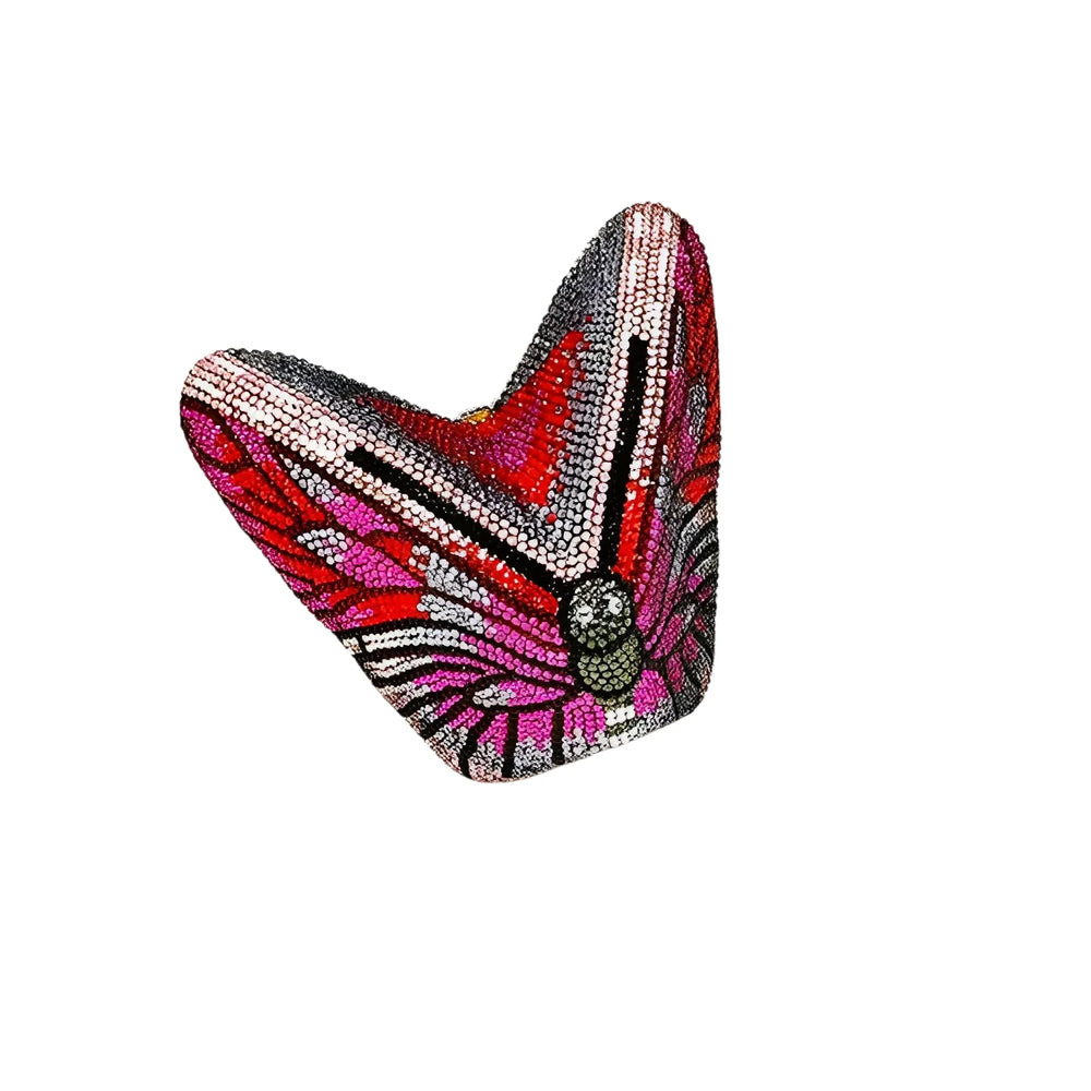 
                      
                        Colorful butterfly-shaped clutch bag mini purse for formal events with crystal beadwork 
                      
                    