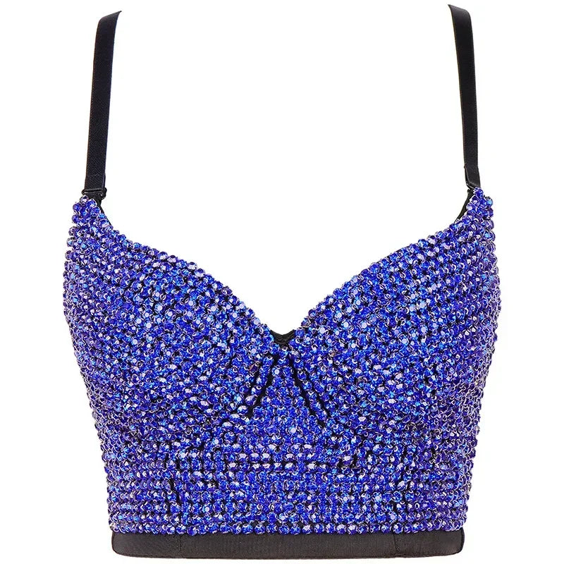 
                      
                        Rhinestone Diamond Sequin Tank Top Corset Crop Tops
                      
                    