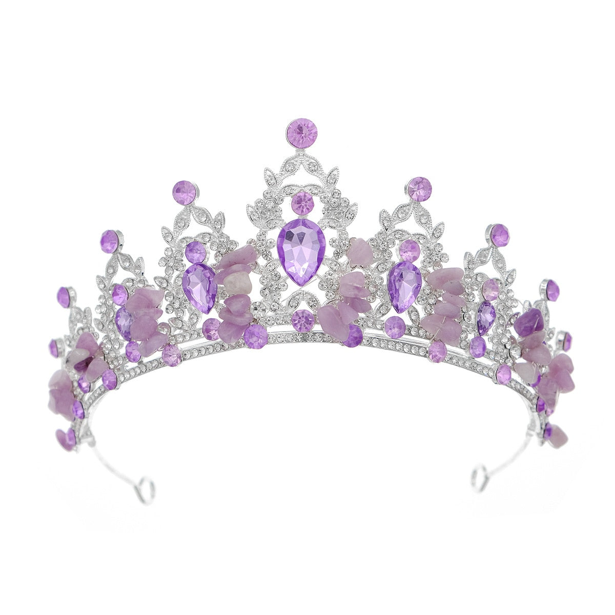 Purple Crystal Rhinestone Tiara Crown Birthday Headband Pageant Hair Jewelry