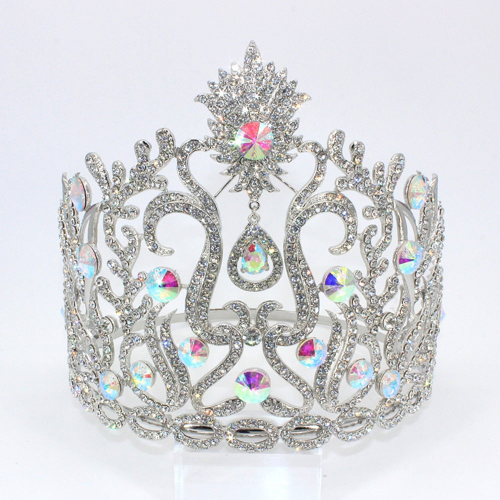 
                      
                        Luxury Miss Universe Big AB Crystal Rhinestone Round Tiaras Princess Pageant Crowns
                      
                    