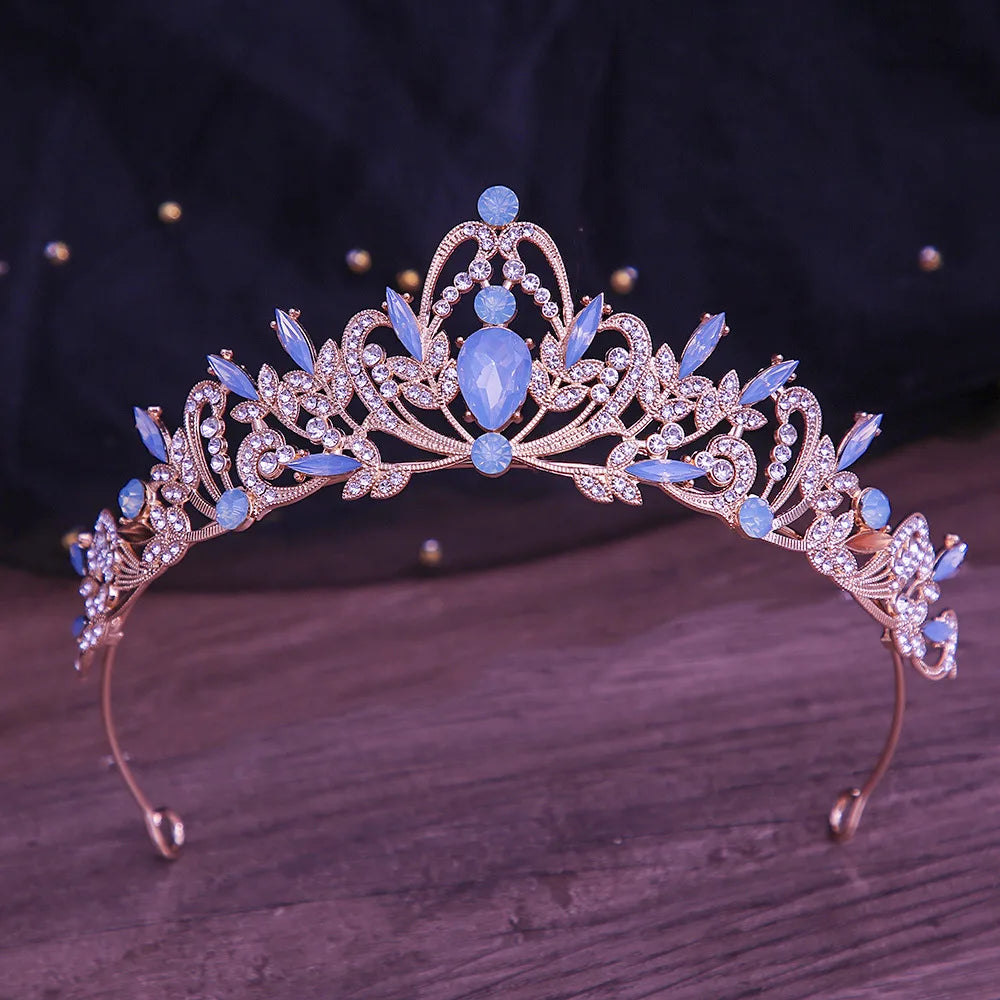 Baroque Opal Crystal Tiara Crown Party Princess Hair Accessory ...