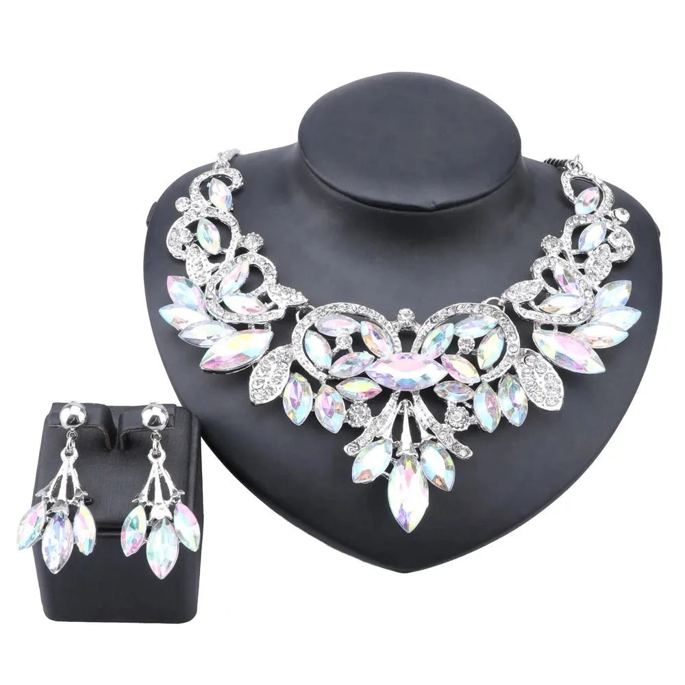 
                      
                        Fashion Rhinestones Crystal Statement Necklace Earrings Bridal Party Jewelry Sets
                      
                    