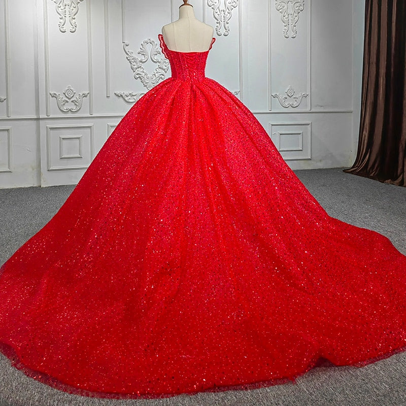 Load image into Gallery viewer, Quinceanera Ball Gown Red Sequined Dress
