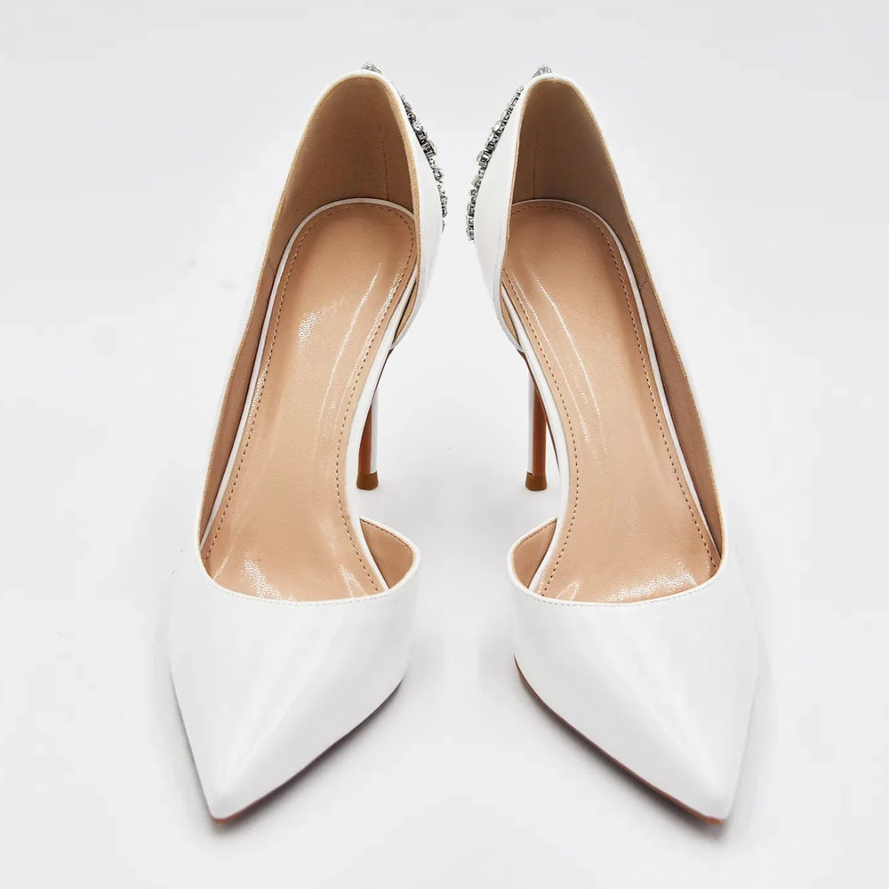 
                      
                        Crystal  Rhinestone White Pointed High Heel Wedding Pumps
                      
                    