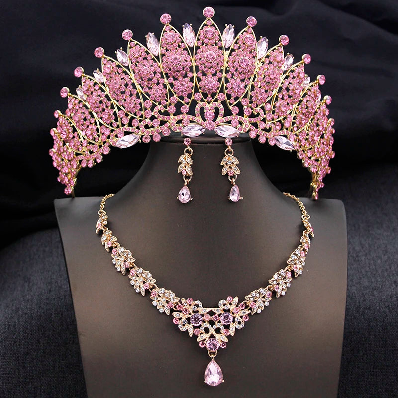 
                      
                        Royal Queen Champagne Tiara Crown Bridal Jewelry Sets for Women Jewelry Accessories
                      
                    