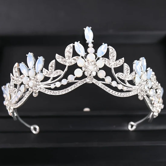 Baroque Vintage Crystal Leaf Rhinestone Tiara Crown Hair Accessory