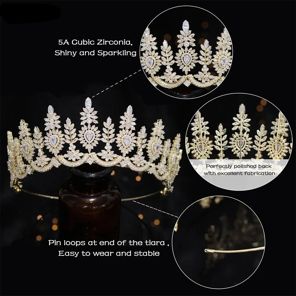 
                      
                        Full Cubic Zirconia Wedding Tiara Crow Water Drop CZ Party Hair Accessory
                      
                    