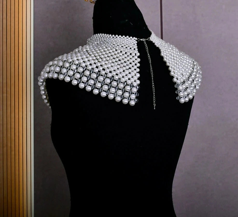 
                      
                        Vintage Dubai Bridal Shoulder Necklace Fashion Pearl Beaded Choker Wedding Accessory
                      
                    