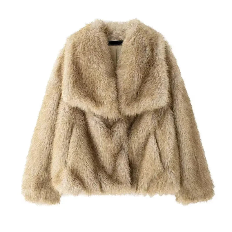 
                      
                        Luxury Faux Fur Women's Jacket Street Fashion Long Sleeve Lapel Ladies Coat
                      
                    