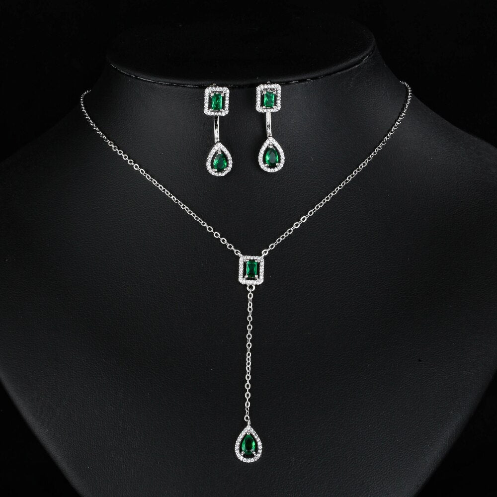 
                      
                        Luxury Green Cubic  Zirconia Crystal Necklace and Earrings Jewelry Set
                      
                    