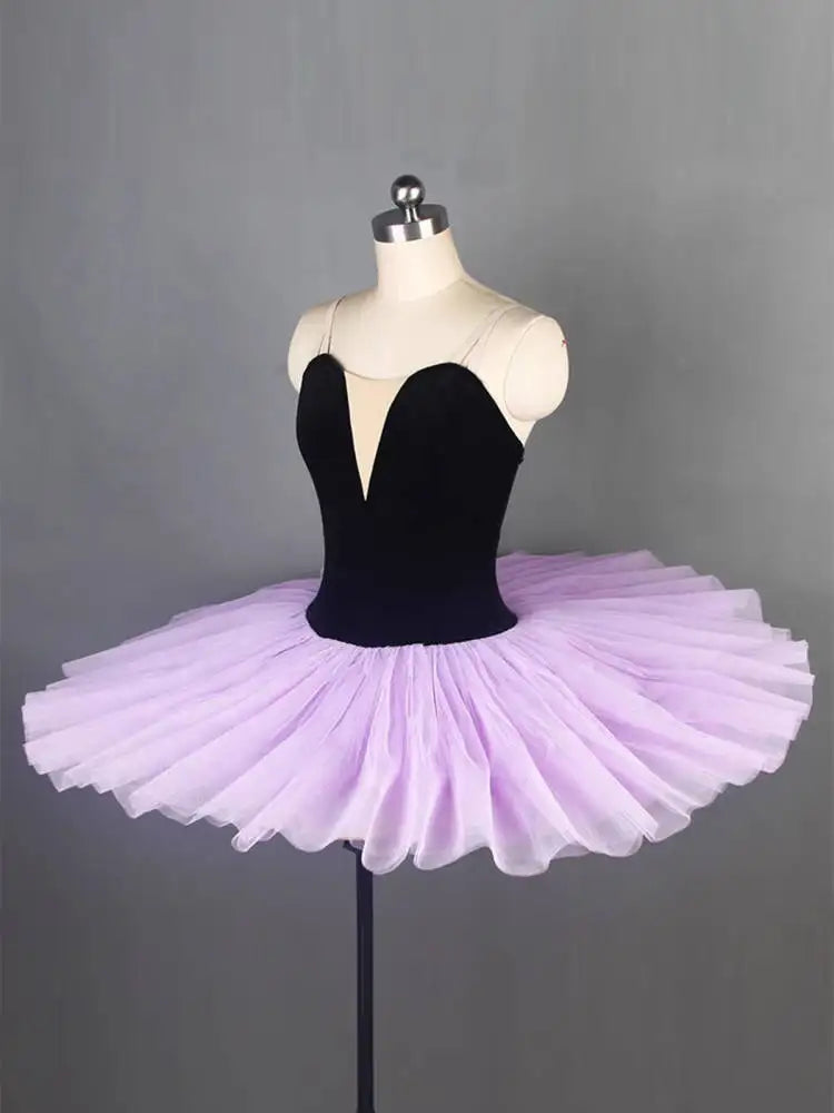 Professional Tutu Black Light Purple Ballet Dance Costume For Girls