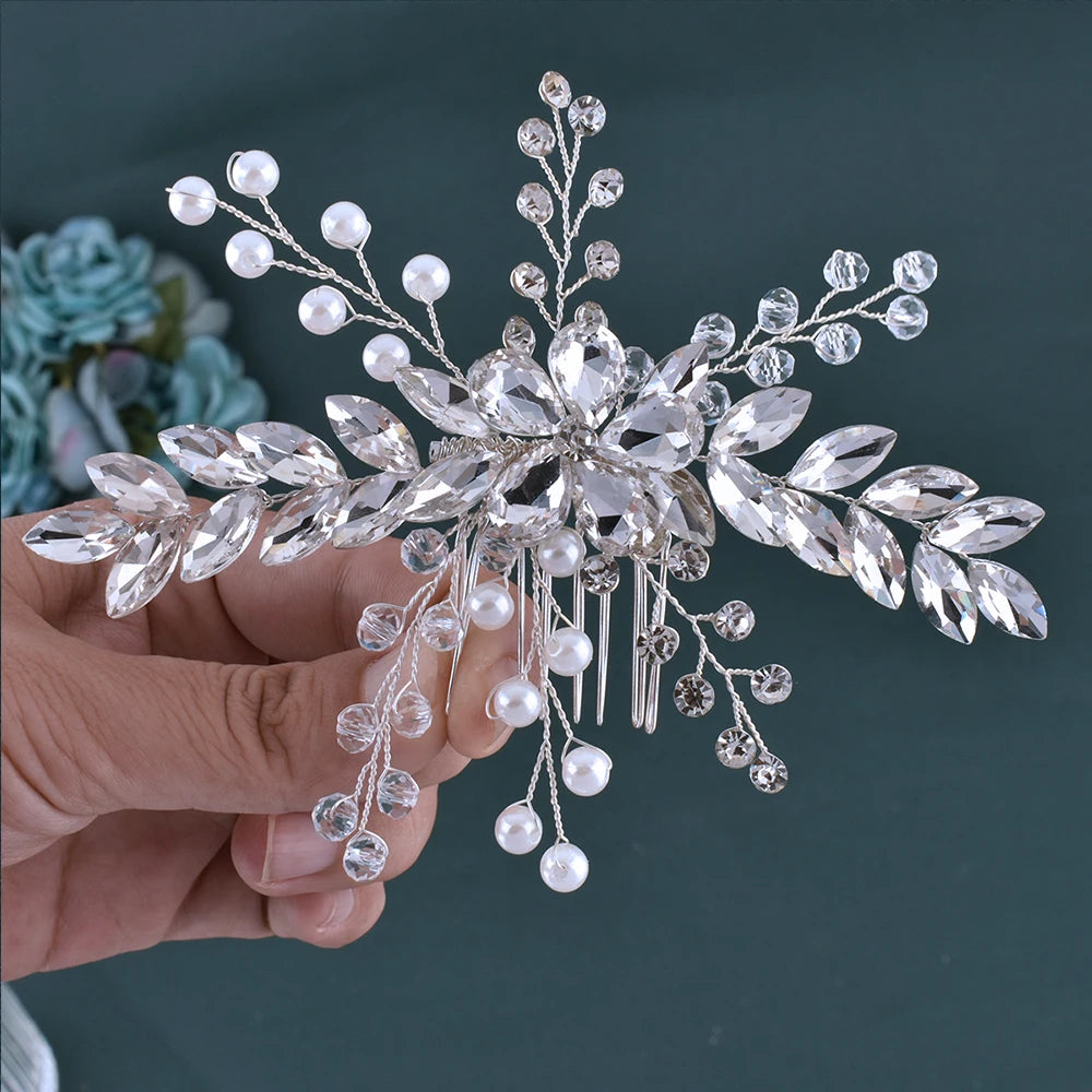 Crystal Bridal Hair Comb Accessory Rhinestone Wedding Tiara, elevate your bridal updo with our dazzling crystal hair accessory hair comb